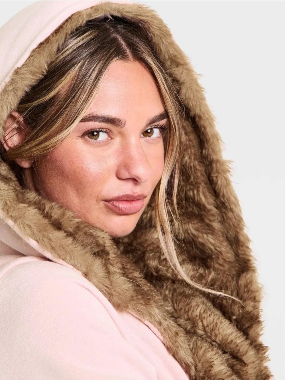 Hollister Co. Cozy Oversized Hooded Blanket Coat Faux Fur Lined - Rose Pink Nwot